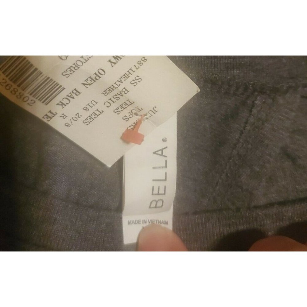 Bella Women's Flowy Open Back T-Shirt tshirt top, NWT size XL, Junior's gray - Picture 5 of 7